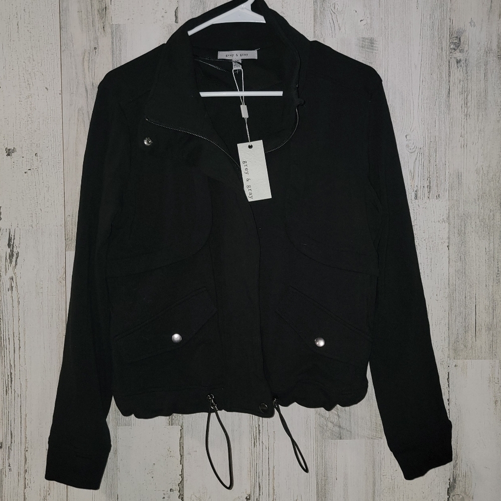 Nwt Grey & Gray Women's Black Moto Jacket